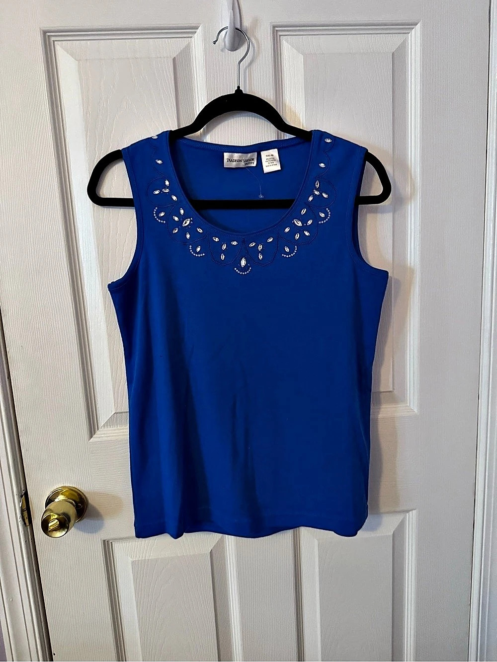 Madison Taylor Petite Embellished Blue Tank Top Size PS